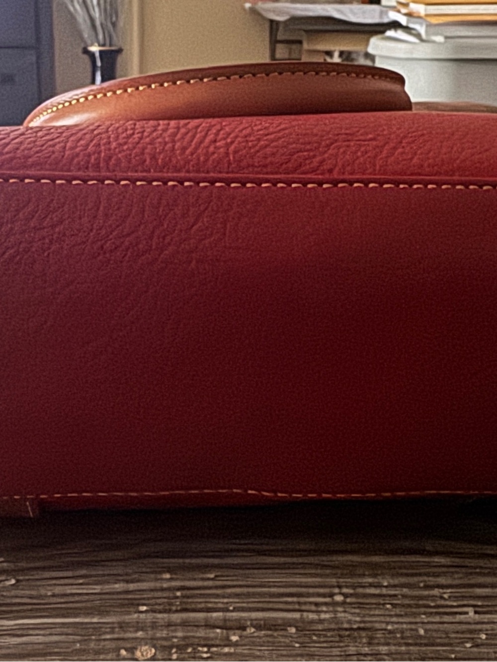 Dooney & Bourke Red and Brown Satchel with dust bag. - Picture 7 of 9